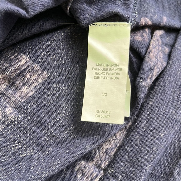 Lucky Brand tie waist sleeveless top blue / grey print sz large - Picture 8 of 12